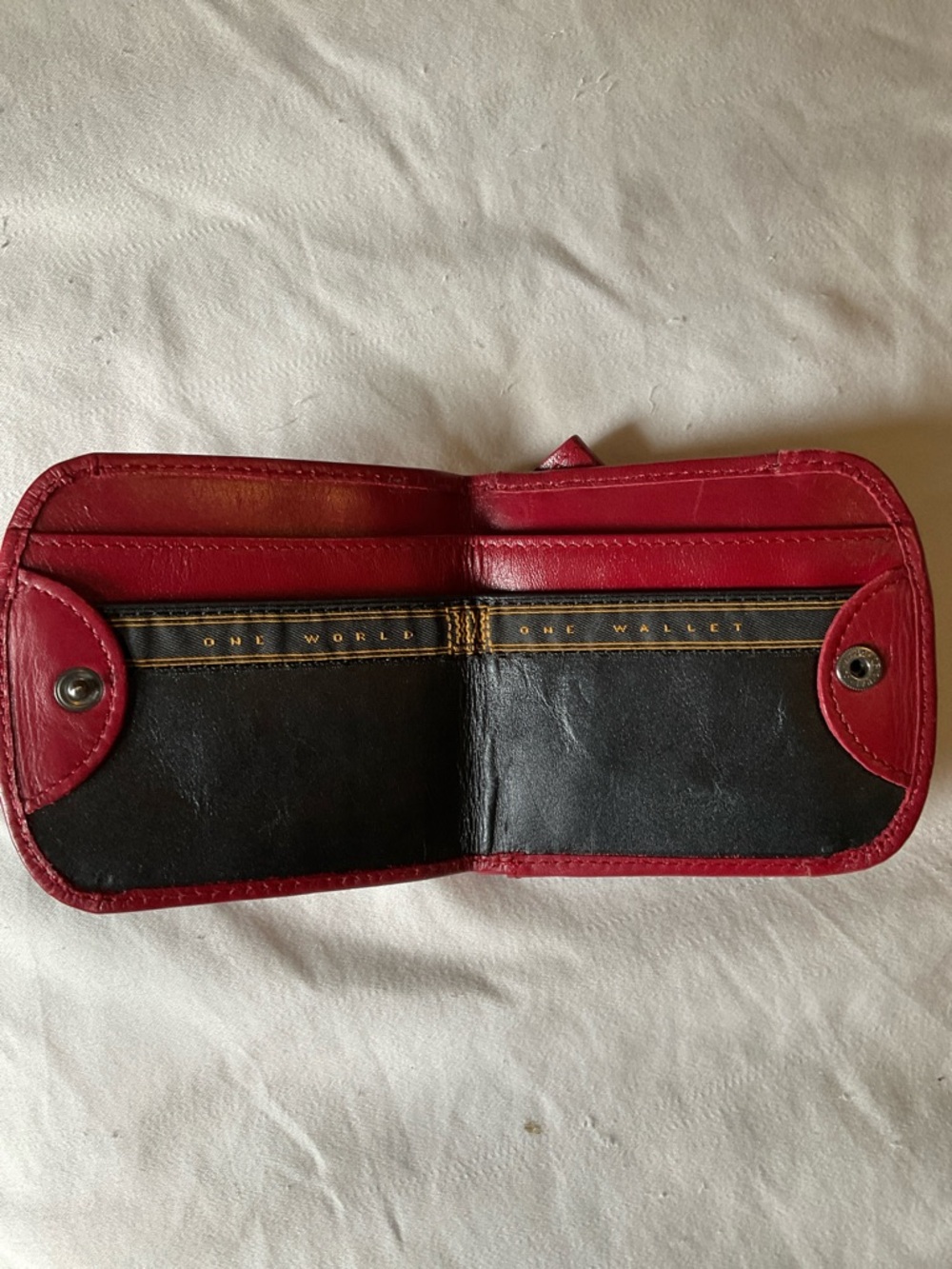 One World One Wallet Leather Bifold Wallet Red